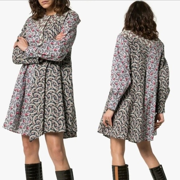 Isabel Marant Étoile Patchwork Paisley Lissande Mini Dress Size 34 (US 2) - Picture 1 of 4